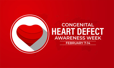 Congenital Heart Defect Awareness Week observed each year during February 7–14 .Calligraphy Poster Design. love icon .Vector illustration. - obrazy, fototapety, plakaty