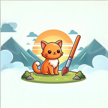 cat with a fish