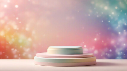 abstract colorful background, podiums, pastel colors, 3d render