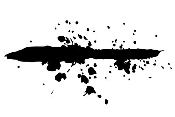 Grunge ink divider, blot with streaks,splashes,spots,dots,streaks.Abstract sepatator,splatters of paint, watercolor stain.Hand-drawn gouache paint strip,art element for design.Isolated.Vector