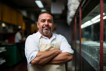 Chef with Arms Crossed in Restaurant Kitchen