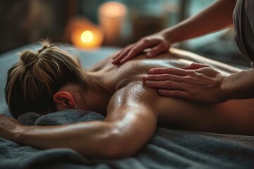A Tranquil Back Massage Session by a Skilled Woman Physiotherapist, Bringing Relaxation, Well-being, and Comfort to Body and Soul