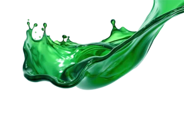 Fotobehang Green liquid splash. Cut out on transparent © Ara Hovhannisyan