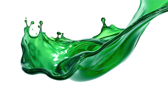 Green liquid splash. Cut out on transparent