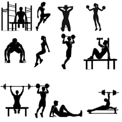 fitness silhouettes set