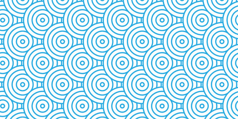Fototapeta premium Modern diamond geometric waves spiral pattern and abstract circle wave lines. blue seamless tile stripe geomatics overlapping create retro square line backdrop pattern background. Overlapping Pattern.