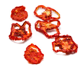 Dried slices of tomato. Selective focus