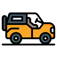  jeep, Off road, suv car, car, vehicle, transportation Filled Outline Icon