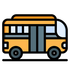  Bus, school bus, public transport, vehicle, transportation Filled Outline Icon