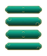 Simple 3d turquoise green curve elegant gold premium longer tittle frame banner, text box, voucher, coupon, button, cta.