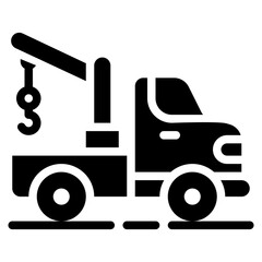  tow truck, crane truck, car breakdown, car, vehicle, transportation Glyph Icon