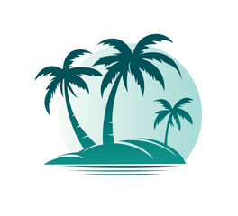 tropical island with tree logo