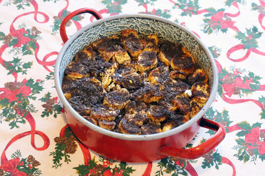 Freshly Baked Hungarian Christmas Mákos Guba In A Hot Pan