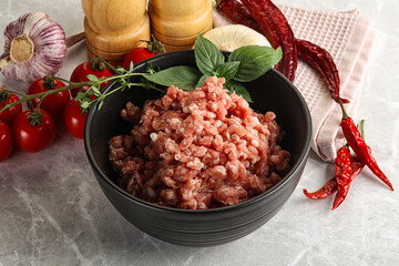 Raw minced pork uncooked meat