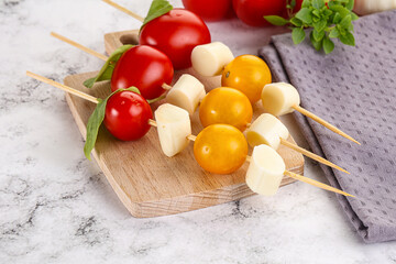 Italian caprese salad kebab stick