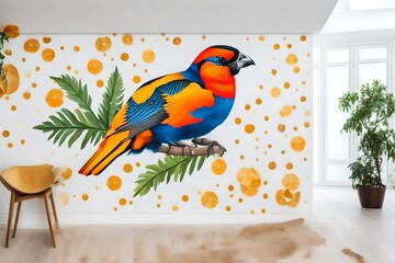 parrot wall painting on the wall