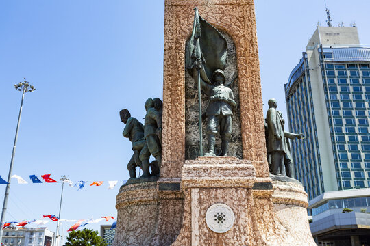 Beautiful view of Taksim Square, with the Ataturk monument, in Istanbul