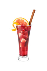 sangria cocktail with citruses on a white background