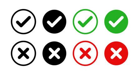Check mark and cross mark icon set
