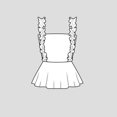 Peplum Frill Top Frill Strap fashion clothing flat sketch technical drawing template design vector
