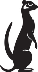 Black Silhouette of Meerkat isolated on white background