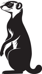 Black Silhouette of Meerkat isolated on white background