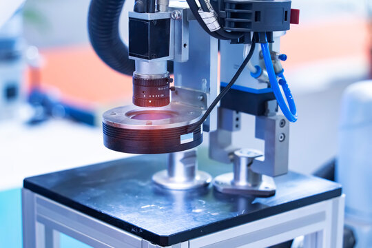 smart robot in manufacturing industry for industry 4.0 and technology concept. Robotic vision sensor camera system in intellegence factory