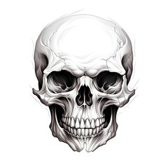 Fototapeta premium Geometric Skull and Foliage - Edgy Monochromatic Design for Apparel and Bold T-Shirt Graphic.