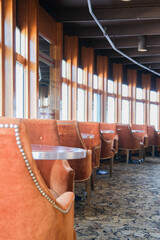Elegante und luxuriöse Bar Observation Lounge im Art Deco Stil auf Ozeanliner Kreuzfahrtschiff mit...