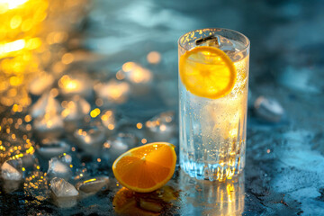 Tom Collins classic elegance, a timeless composition showcasing a perfectly garnished Tom Collins cocktail with a twist of lemon.