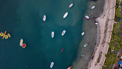 SPAIN - MALLORCA Drone view for a beautiful 
mediterranean boat port