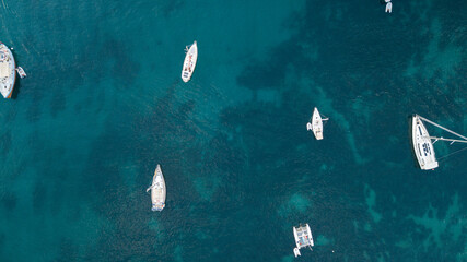 SPAIN - MALLORCA Drone view for a beautiful 
mediterranean boat port