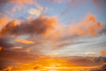Naklejka na ściany i meble orange and blue sunset sky