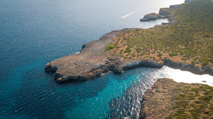 SPAIN - MALLORCA Drone view for a beautiful 
mediterranean bay
