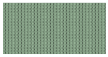 Vintage green plastic brick plate isolated. Old toy surface style background.