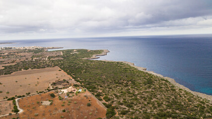SPAIN - MALLORCA Drone view for a beautiful 
mediterranean beach