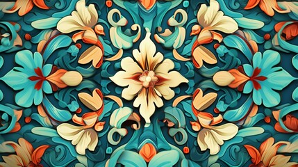 A tile with a floral design is shown Generative (1)Ai Generative