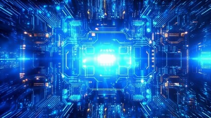 Blue glowing new technology computer (1)Ai Generative