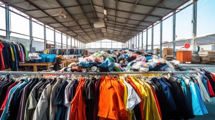 Foto op Canvas Factory about secondhand clothes, a lot of old clothes like hills © sambath