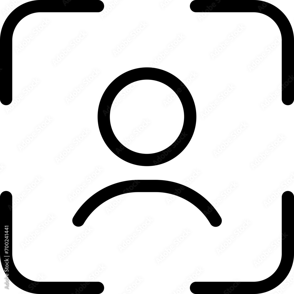 Poster user scan icon in outline. simple id recognition technology vector illustration — pixel-perfect icon