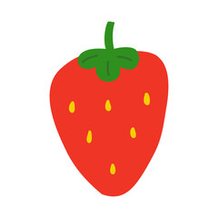 Strawberry vector clipart illustration. Isolated design element on white background. Strawberry in cute cartoon flat graphic style.