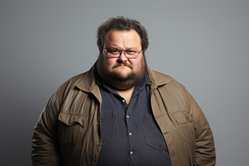 Brooding Overweight Man in Dim Light