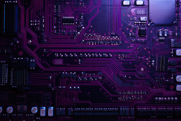 Fototapeta premium Vibrant Purple Circuit Board Close-Up