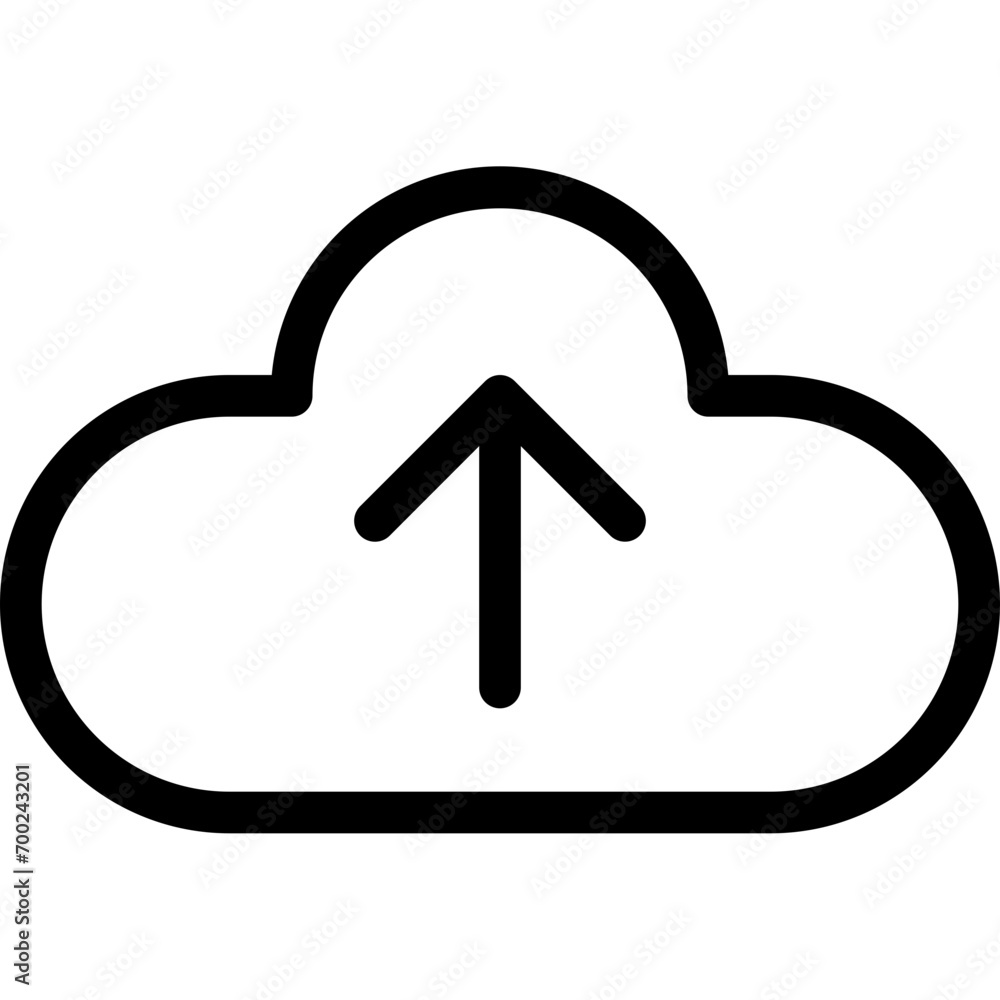Poster cloud arrow up icon in outline. simple upload vector illustration — pixel-perfect icon.