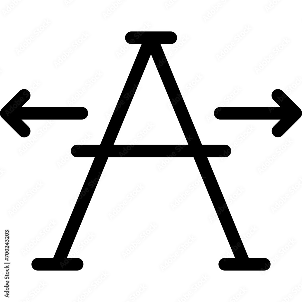 Poster font kerning icon in outline. simple text padding vector illustration — pixel-perfect icon.