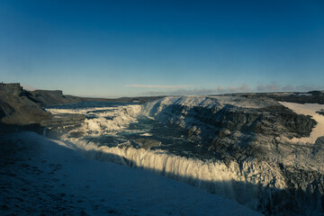 Naklejka premium Gullfoss in a cold march day in iceland
