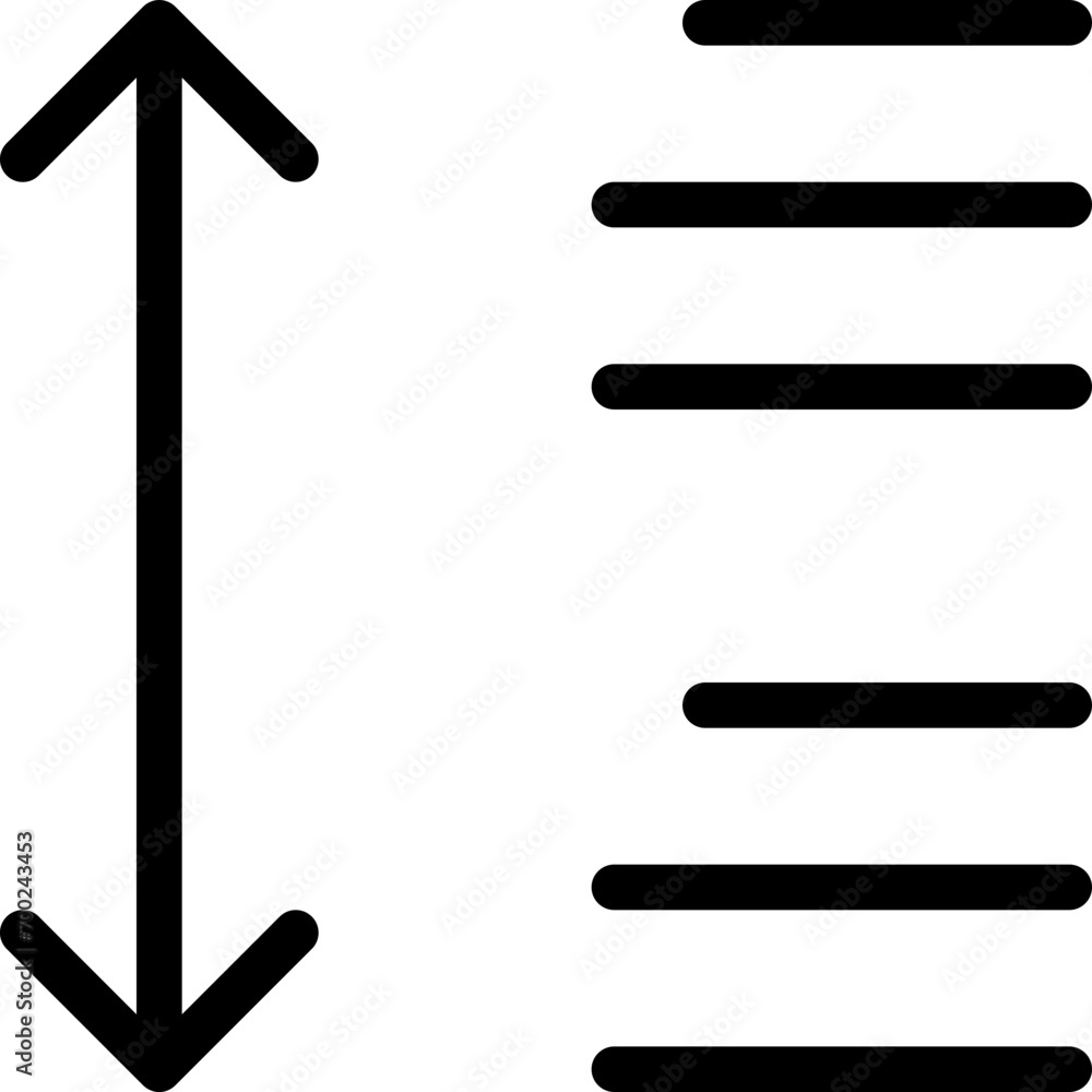 Aufkleber text height icon in outline style. simple lines arrow vector illustration — pixel-perfect icon.