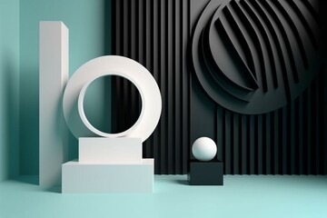 Simple 3D object on abstract backdrop. Generative AI