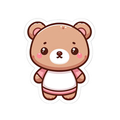 Obraz premium Generative AI Cute Little Bear Sticker, cute little baby bear sticker, cool little bear stickers, Little baby brown bear Sticker, adorable little bear stickers, adorable baby brown bear stickers