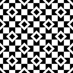 Rhombuses, diamonds, squares, checks seamless pattern. Geometrical ornate. Folk wallpaper. Geometric background. Tribal motif. Ethnic ornament. Textile print, abstract illustration. Vector art